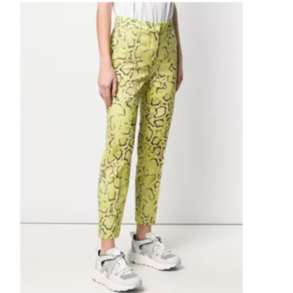 PINKO Yellow Snake print pants Sz 8 Italy